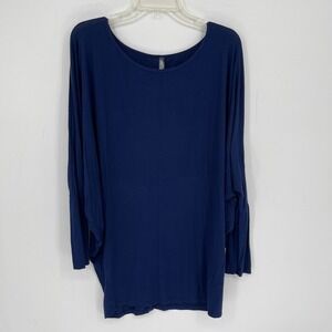 Lock & Love Women's Blue Modal Blend Batwing Dolman Sleeve Tunic Top Size XXL